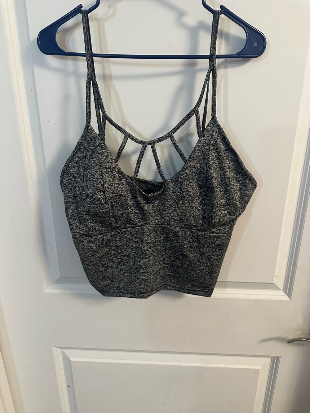 Suzanne Betro Dark Heather Gray Strappy Crop Tank